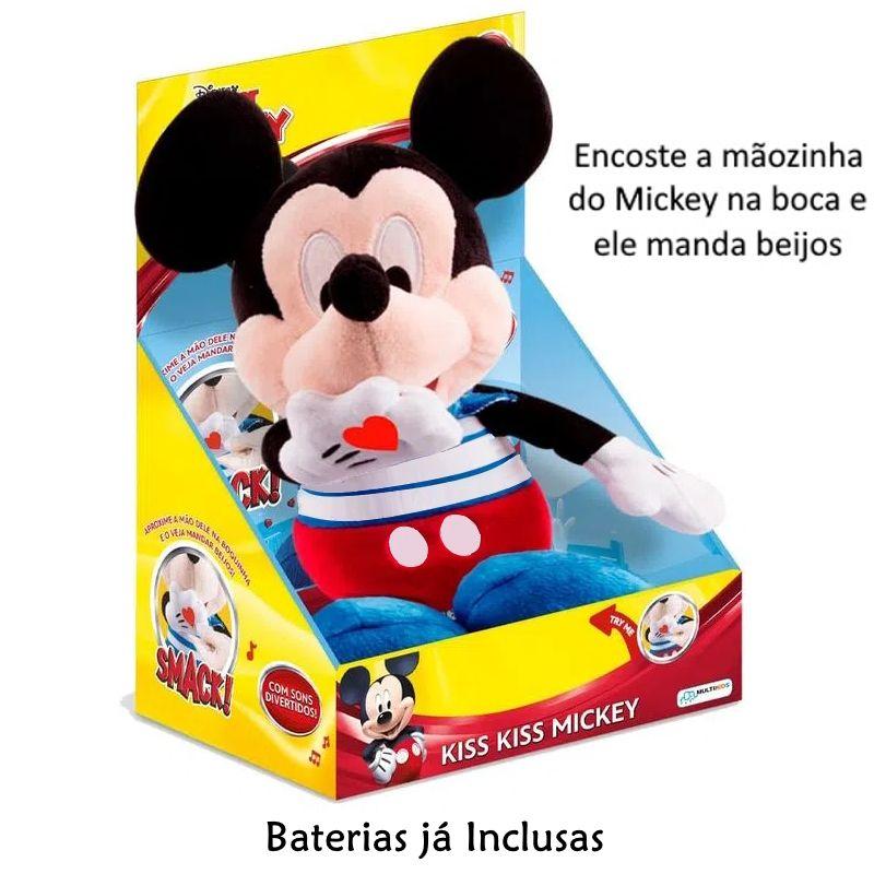 Pelúcia do Mickey 40cm Kiss Manda Beijos Disney Multikids